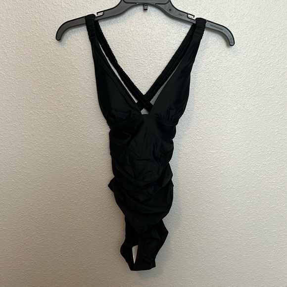 J. Crew Other - JCrew Scrunchie Strap Plunge One Piece Swimsuit Black Size 0 NWT